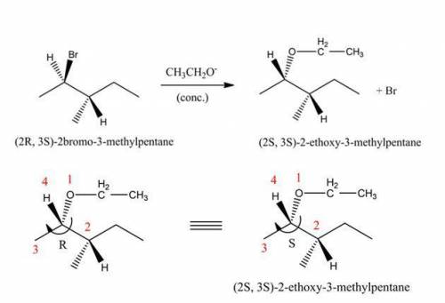 Draw the major organic substitution product(s) for (2r,3s)-2-bromo-3-methylpentane reacting with the