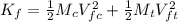 K_f = \frac{1}{2}M_cV_{fc}^2+\frac{1}{2}M_tV_{ft}^2