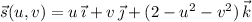 \vec s(u,v)=u\,\vec\imath+v\,\vec\jmath+(2-u^2-v^2)\,\vec k