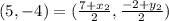 (5,-4)=(\frac{7+x_2}{2},\frac{-2+y_2}{2})