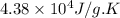 4.38\times 10^4J/g.K