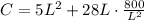 C=5L^2+28L\cdot \frac{800}{L^2}