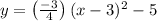 y=\left(\frac{-3}{4}\right)(x-3)^{2}-5