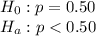 H_0: p=0.50\\H_a: p