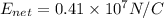 E_{net}=0.41\times 10^7 N/C