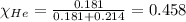 \chi_{He}=\frac{0.181}{0.181+0.214}=0.458