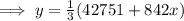 \implies y =\frac{1}{3}(42751 + 842x)