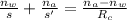 \frac{n_{w} }{s} +\frac{n_{a} }{s'} = \frac{n_{a}- n_{w}}{R_{c} } \\