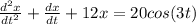 \frac{d^2x}{dt^2}+\frac{dx}{dt}+12x=20cos(3t)