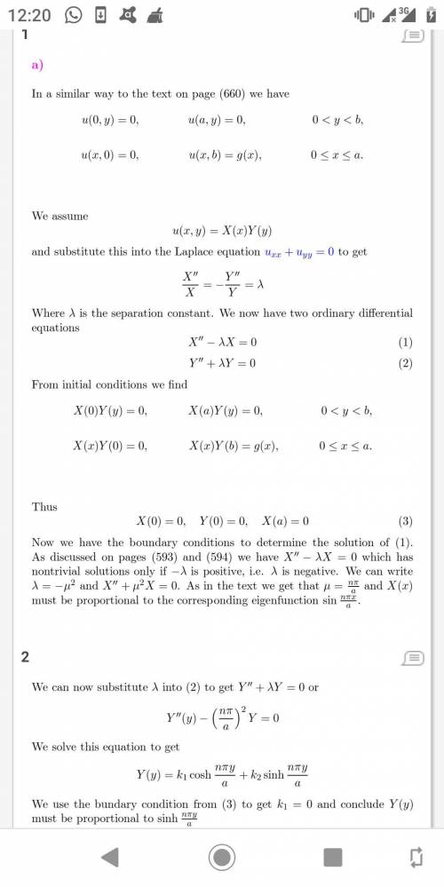 (a) find the solution u(x,y)of laplace’s equation in the rectangle 0 (b) find the solution if g(x)=x