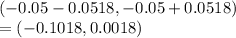 (-0.05-0.0518, -0.05+0.0518)\\= (-0.1018, 0.0018)
