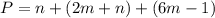 P = n + (2m + n)  + (6m - 1)