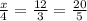 \frac{x}{4}=\frac{12}{3}=\frac{20}{5}