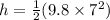 h= \frac{1}{2}({9.8}\times{7^2})