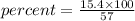 percent= \frac{15.4\times100}{57}