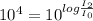 10^4=10^{log\frac{I_{2}}{I_{0}} }