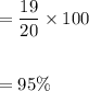 =\dfrac{19}{20}\times 100\\\\\\=95\%