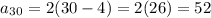 a_3_0=2(30-4)=2(26)=52