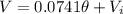 V= 0.0741 \theta + V_i