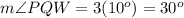 m\angle PQW=3(10^o)=30^o