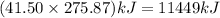 (41.50\times 275.87)kJ=11449 kJ