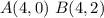 A(4,0)\ B(4,2)