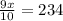 \frac{9x}{10}=234