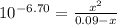 10^{-6.70} = \frac{x^2}{0.09-x}