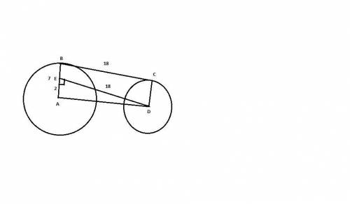 Bc is tangent to circle a at b and to circle d at c. what is ad to the nearest tenth?  a. 21.6 b. 19