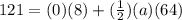 121 = (0)(8) + (\frac{1}{2})(a)(64)