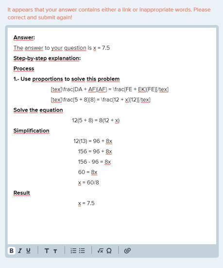 Given da=5, a f=8, ke=x, and ef=12. what must the value of x be in order to prove ae||kd? 67.51215