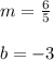 m=\frac{6}{5}\\\\b=-3