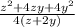 \frac{z^{2}+4 z y+4 y^{2}}{4(z + 2y)}