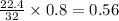 \frac{22.4}{32}\times0.8=0.56