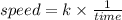 speed = k \times  \frac{1}{time}