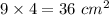 9 \times 4=36\ cm^2