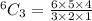 ^6C_3=\frac{6\times 5\times 4}{3\times 2\times 1}