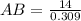 AB=\frac{14}{0.309}