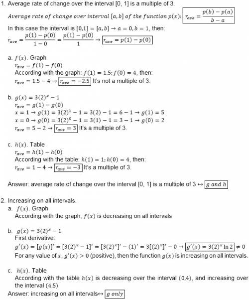 Compare the exponential functions f, g, and h which are shown below.