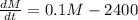 \frac{dM}{dt}=0.1M-2400