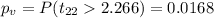 p_v =P(t_{22}2.266)=0.0168