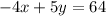 -4x+5y=64