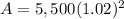 A=5,500(1.02)^{2}