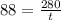 88 = \frac{280}t