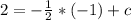 \[2=-\frac{1}{2}*(-1)+c\]