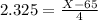 2.325 = \frac{X - 65}{4}