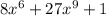 8x^6 + 27x^9 + 1