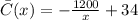 \bar C(x)=-\frac{1200}{x}+34