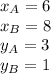 x_A=6\\x_B=8\\y_A=3\\y_B=1