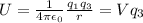 U = \frac{1}{4\pi\epsilon_0}\frac{q_1q_3}{r} = Vq_3